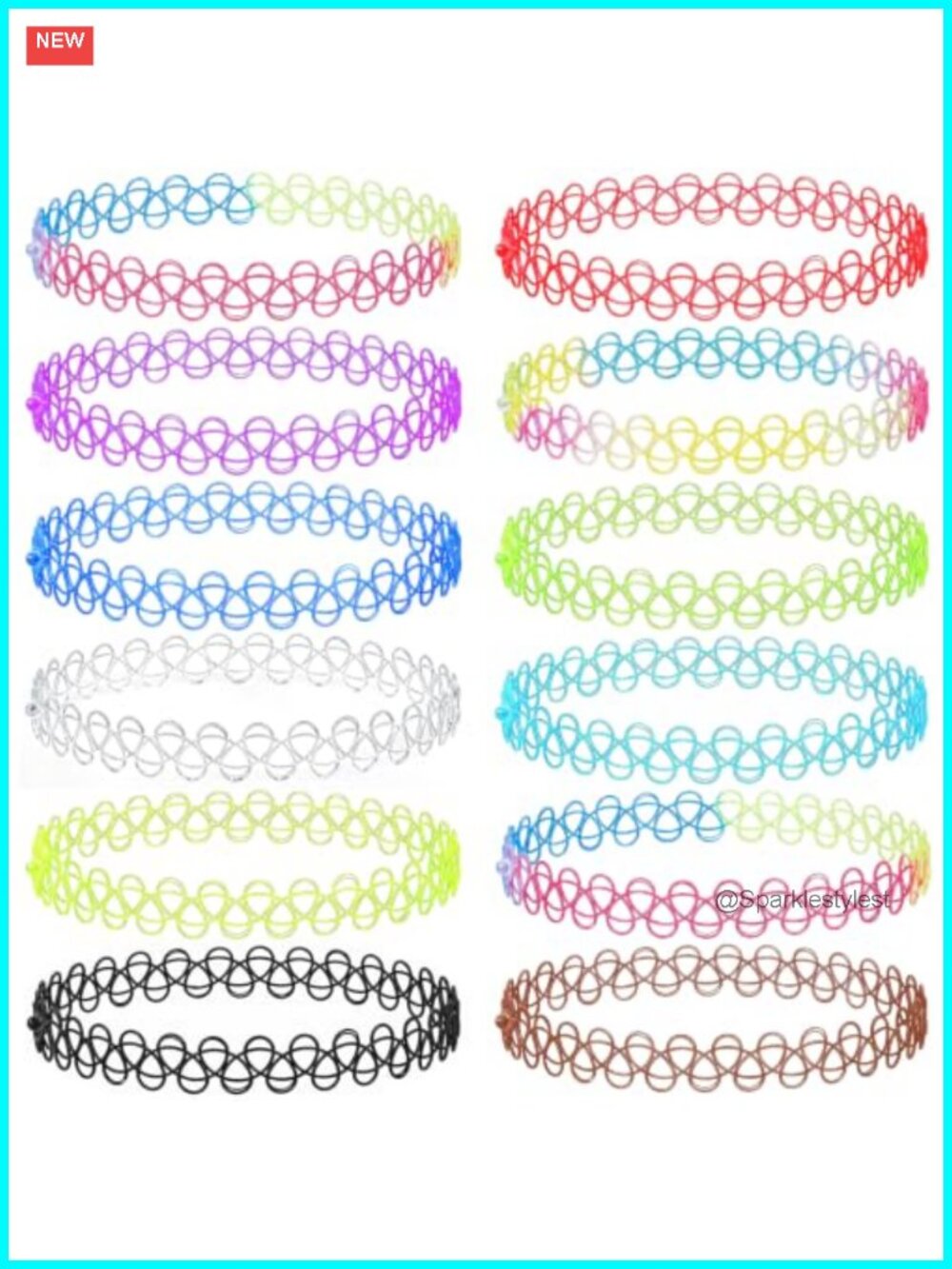 12 Pc Tattoo Choker Set Stretchy 90s Y2K Gothic Grunge Necklaces Adjustable